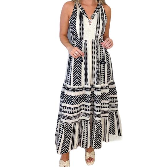 NWT Just Bellina black ivory dress organic cotton size medium - Picture 8 of 8